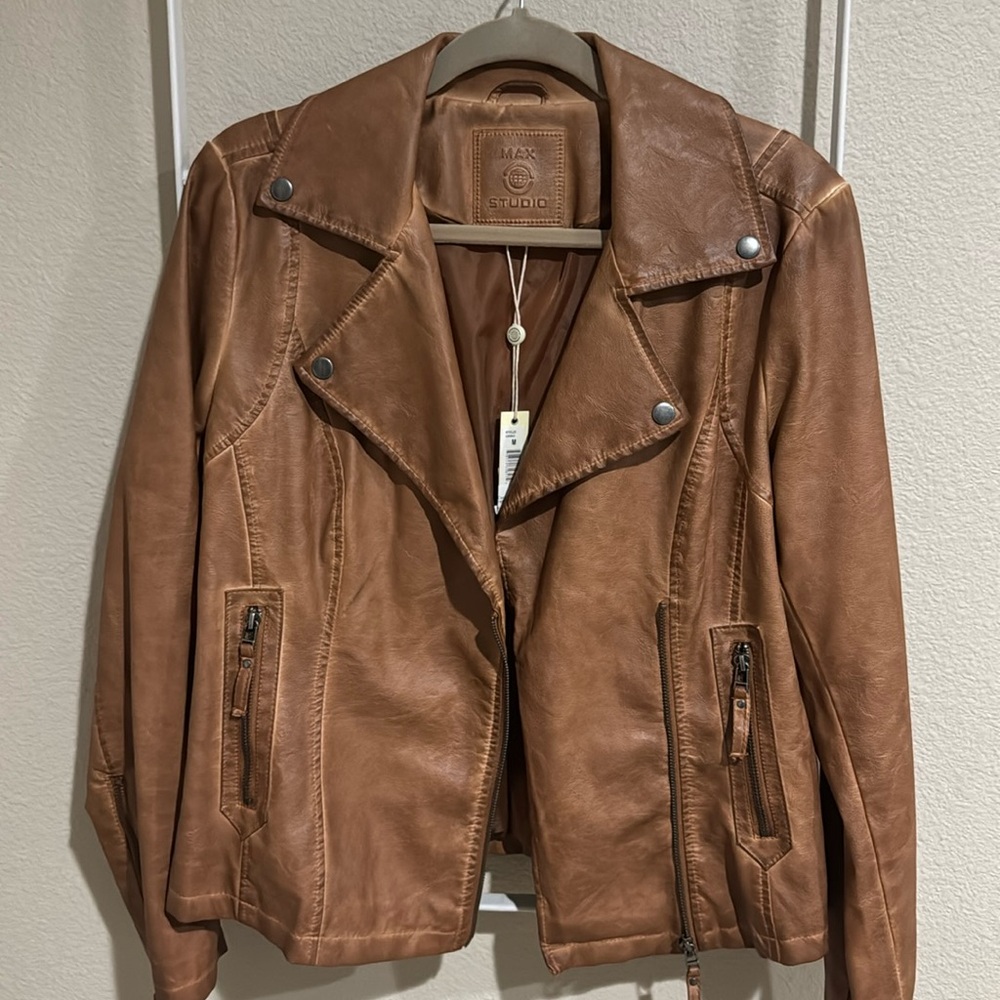 Max Studio M Faux Leather Jacket NWT
